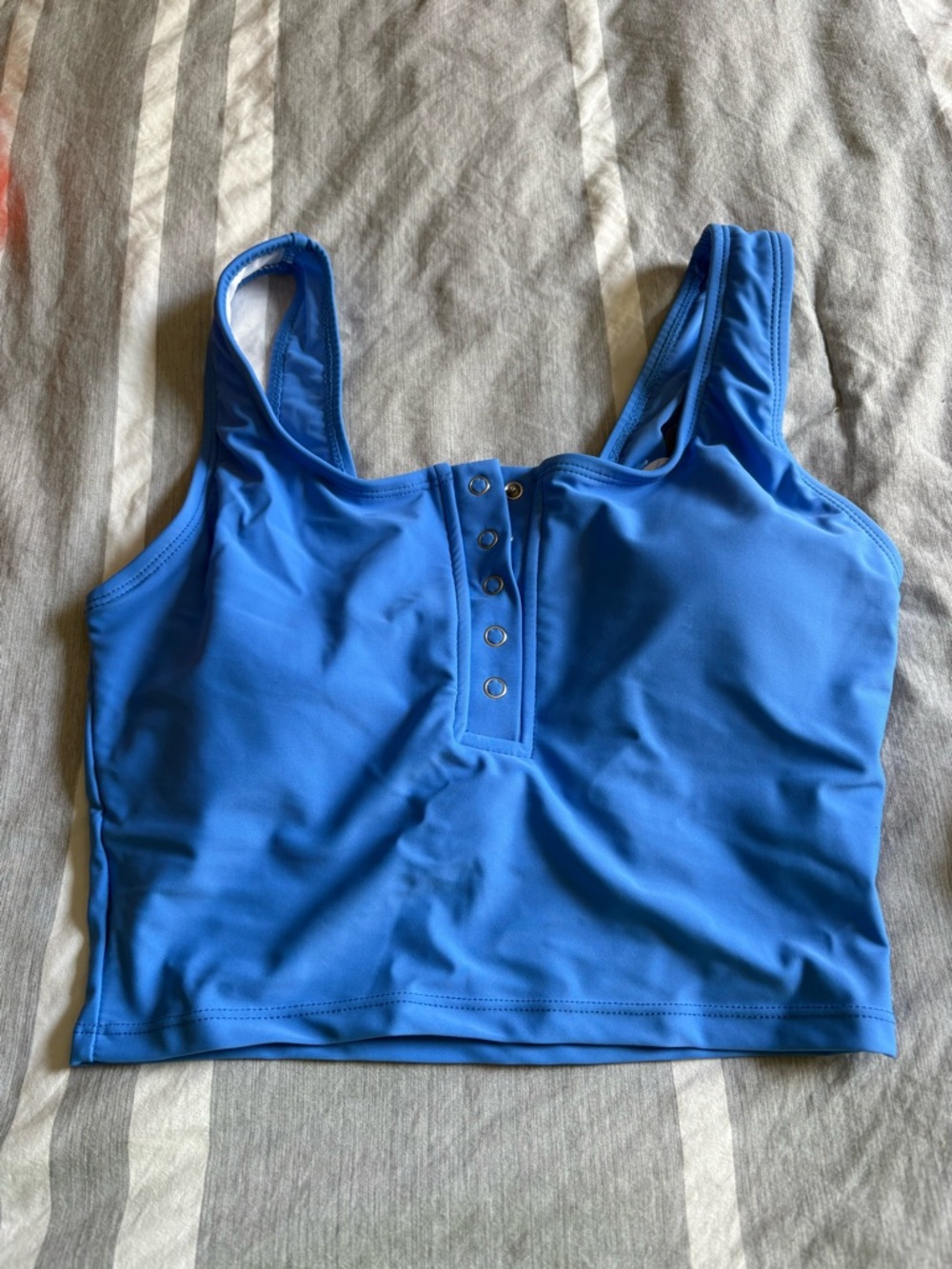 Blue Snap-Front Swim Top